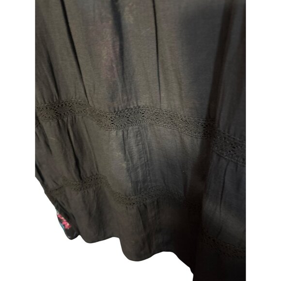 Kyla Seo Womens S Black Viscose Boho Tunic With Embroidery & Lace Details - Picture 6 of 6